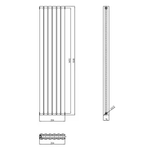 Kensington Grey Double Vertical Radiator - 1500x350mm