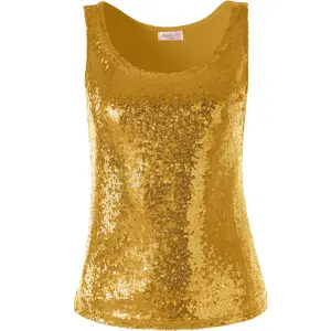 Sleeveless Sequin Top - women's - gold XXL