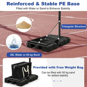 Costway 308 to 368cm Basketball Hoop Set w/Wheels & Free Secure Bag Indoor Outdoor