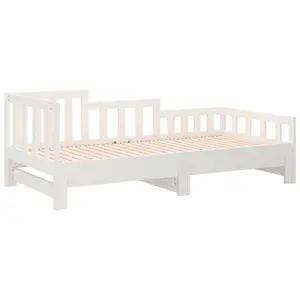 Berkfield Pull-out Day Bed White 2x(80x200) cm Solid Wood Pine