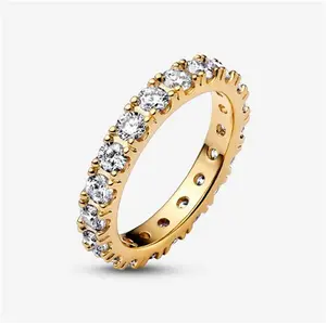 Pandora Sparkling Row Eternity Ring - 14K Gold Plating / Cubic Zirconia - Sz. 48