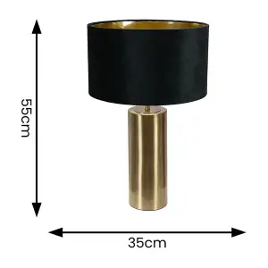 ValueLights Lexy Gold Touch Table Lamp with Black Velvet with Gold Inner Lamp Shade