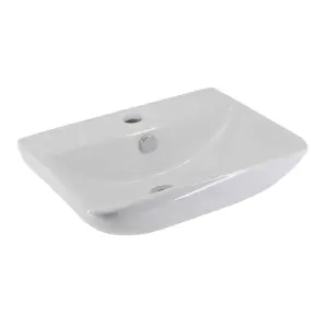 Hamilton Bathroom Ceramic White Semi Recessed Gloss Finish Basin Sink