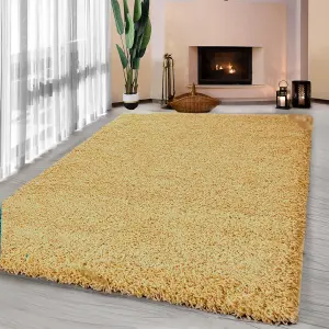 Luxurious Shaggy Rugs Soft Extra Thick Area Rugs Heavy 5cm Dense Pile for Living Room Bedroom Hallway (Gold, 80 x 150cm)