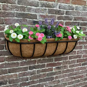 Manor Garden Black Metal Wall Basket Manger Trough Planter (75cm)