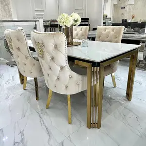 Sorrento  Dining Table + 4 Victoria Lion Knocker  Dining Chairs