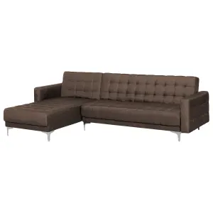 Corner Sofa ABERDEEN Dark Brown Fabric Right Hand