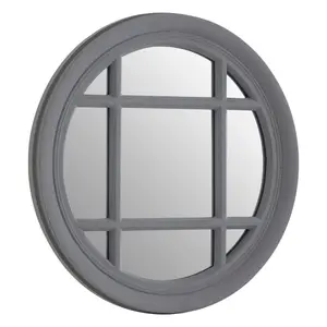 Interiors by Premier Hawthorne Flat Wood Round Grey Wall Mirror