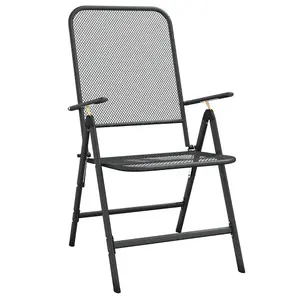 Berkfield Folding Garden Chairs 2 pcs Expanded Metal Mesh Anthracite