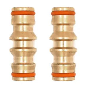 Brass Double Male Hose Connector Coupler Extender for Join Garden Hose Pipe Tube (Pack of 2)