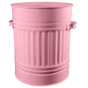 Baby Pink Metal Bin with Dustbin Lid Strong Steel 30L Bin Ideal for the Home Kitchen Rubbish Waste Bin Animal Feed Pet Food Bin