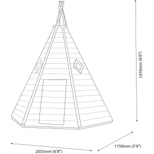 Shire 6x7 ft Wigwam Whitewood pine Playhouse - Assembly service included