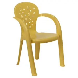 URBNLIVING 50cm Height 2 Pcs Yellow Coloured Stackable Plastic Chairs for Kids Party Play Set