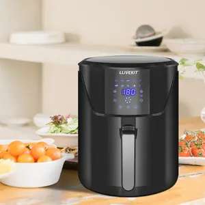 7L Large Air Fryer, Family Size Hot Air Fryer 1800W Digital Touchscreen With 10 Presets, Removable Basket, Timer & Temperature Control For Oil Free & Low Fat Healthy Cooking Black