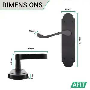 AFIT Matt Black Door Handles - Victorian Scroll Shaped - 4 Pairs of Internal Latch Door Handles