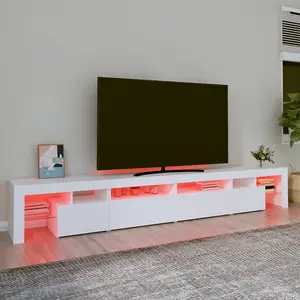 Berkfield TV Cabinet with LED Lights White 260x36.5x40 cm