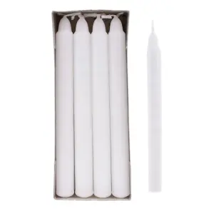 White Table Household Dinner Tapered Candles, Decorative Household Candles, 6 Hours Burning Time, 18cm / 7" Long (Pack of 8)