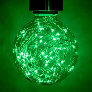 Prolite LED G95 Globe 1.7W B22 Star Effect Funky Filaments Green Clear Polycarbonate