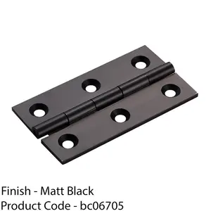 PAIR Cabinet Hinge - 64 x 35mm Matt Black Cupboard Wardrobe Vanity Unit Fixings