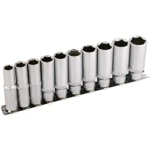 Draper 3/8" Square Drive Deep Socket Set on Metal Rail 10 Piece 16401