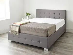 Aspire End Lift Ottoman Storage Bed Single, Grey Linen