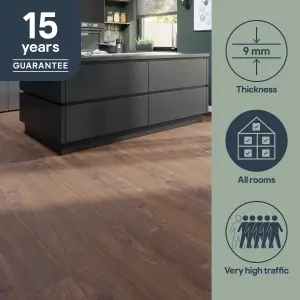 GoodHome Classy Dark Brown Oak effect Composite Click flooring, 1.98m²