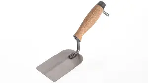 Toolty Margin Plastering Trowel with Wooden Handle 80mm Grinded Carbon Steel for Brickwork and Plastering Rendering DIY