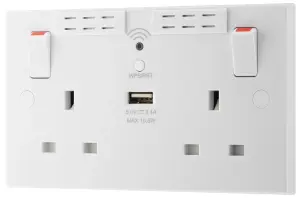 BG White 13A Switched Double WiFi extender socket with USB