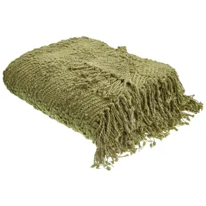 Blanket VELLA Cotton 200 x 220 cm Olive Green