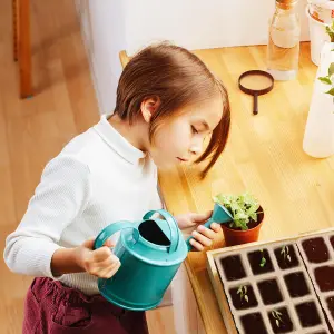 simpa 24Pcs Biodegradable Fibre Seedling Pots. 12 Grids 45mm Square Transplanting Pots with 1PC Super Seeder and 10L Compost Bag.