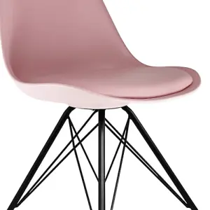 Soho Blush Pink Plastic Dining Chair with Black Metal Legs