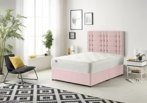 Somnior Bliss Plush Pink 4FT Memory Foam Divan Bed With 2 Drawers, Mattress & Headboard - Small Double