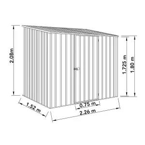 Absco Space Saver Pent Woodland Grey Metal Garden Storage Shed 2.26m x 1.52m (7.5ft x 5ft)