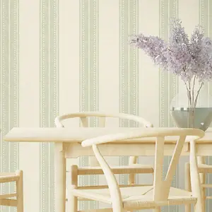 Sage Linen Stripe Wallpaper Holden Decor Green Material Effect Modern