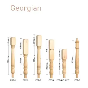 Oak Spindle Georgian 41mm x 41mm x 900mm - 16 Pack UK Manufactured Traditional Products Ltd