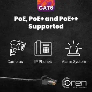 Oren CAT6 10m Outdoor Ethernet Cable LAN - Direct Burial - Patch Cord with RJ45 Connectors - High-Speed 1Gbps - Pure Copper 23 AWG