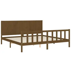 Berkfield Bed Frame with Headboard Honey Brown 200x200 cm Solid Wood