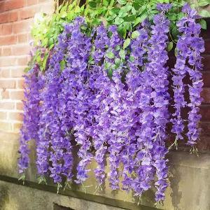 Set of 12 Artificial Hanging Flowers Wisteria Vine Wedding Decor 105 cm