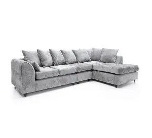 Harriet Crushed Chenille Large Right Facing Corner Sofa in Light Grey