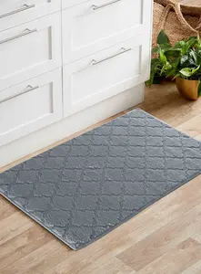 Ivy Washable Trellis Design Anti Slip Doormats Dark Grey 40x60 cm