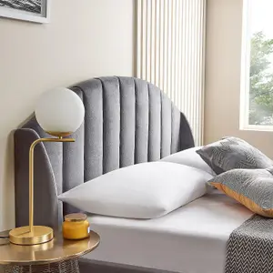 Grey Single Ottoman Bed With Curved Headboard & Wings