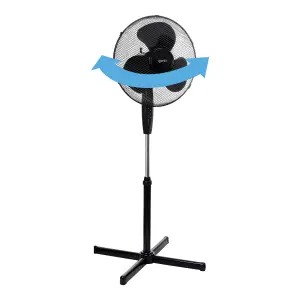 Igenix DF1655BL Pedestal Fan, 16 Inch, 40 W, Oscillating, 3 Speeds, Black