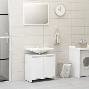 Berkfield Bathroom Furniture Set High Gloss White Engineered Wood