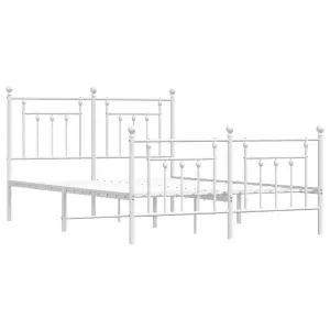 Berkfield Metal Bed Frame with Headboard and Footboard White 150x200 cm