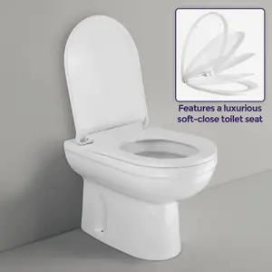 Nes Home Ingersly Back To Wall Modern Toilet Pan & Soft Close Seat + Concealed Cistern