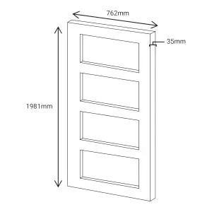 Fortia 0 panel 4 Lite Clear Glazed Shaker White Internal Pine Door, (H)1981mm (W)762mm (T)35mm