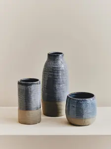 Interiors by Premier Handcrafted Large Grey Vase, Glazed Finish Flower Vase, Versatile Stoneware, Portable Large Pottery Vase