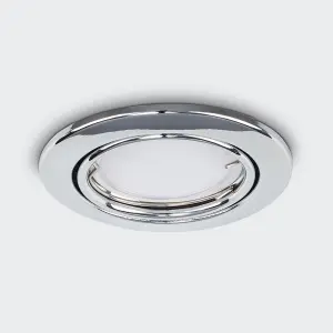 ValueLights Downlight Tiltable Fire Rated Chrome Ceiling Light Fitting 10 Pack With Cool White Bulbs