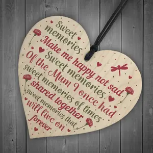 Red Ocean Christmas Tree Grave Memorial Ornament For Mum Wooden Heart Bauble Decoration Mother Mummy Gifts