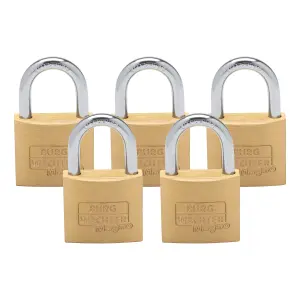 Solid Brass Body Keyed alike 50mm Padlock Standard Shackle (5 in a box)